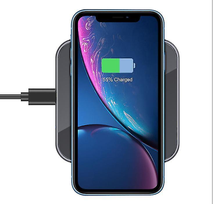 Gray Tempered Glass Mirror Square Wireless Charger,15w Fast Charging For Apple Samsung Az11516