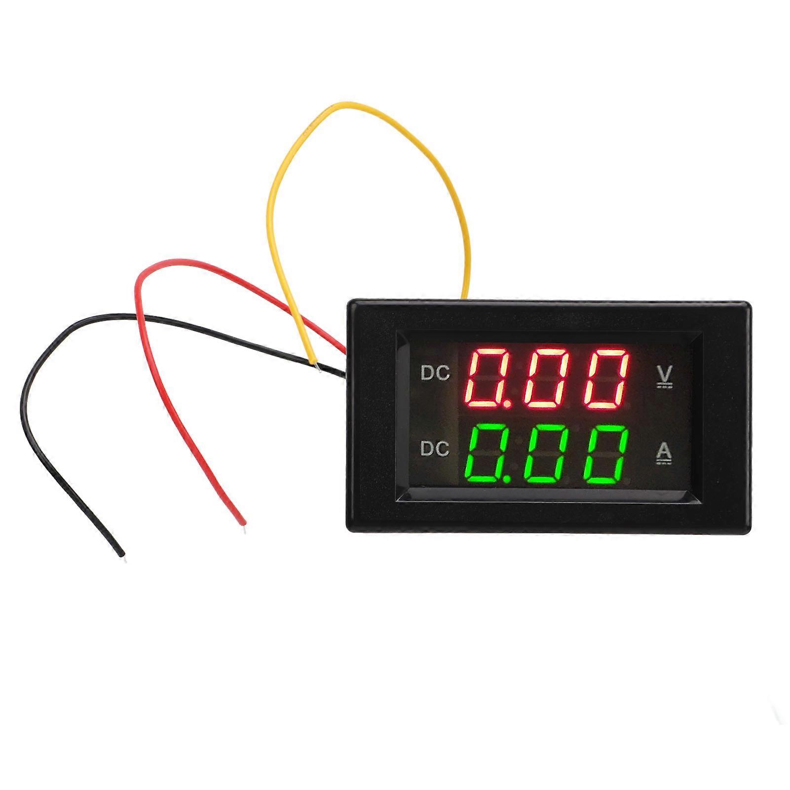 2 in 1 Current Voltage Meter 300V 20A Dual Digital Display LED Volt Amp Tester Gauge for Vehicles