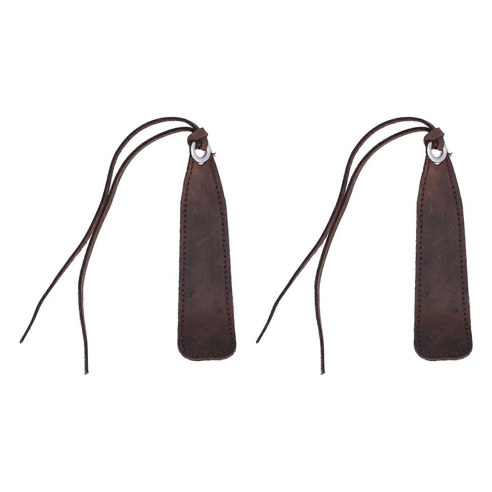 2個レザーブックマークレトロブックマークページクリップセットキット、タッセル付き子供用学生ダークブラウン