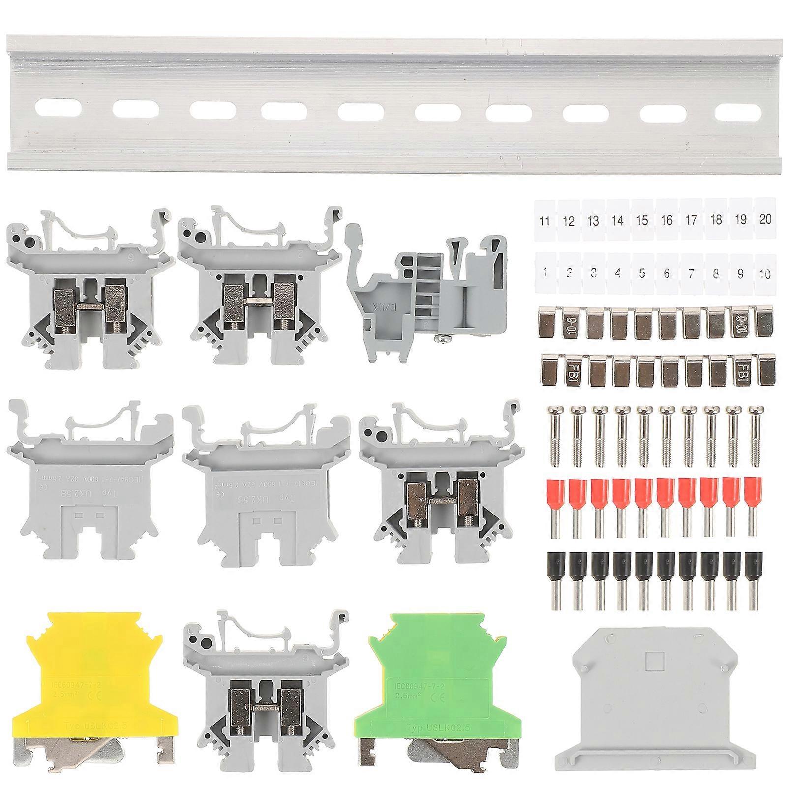 1 Set Din Rail Terminal Block Include Ground Block Ground Block End Bracket
