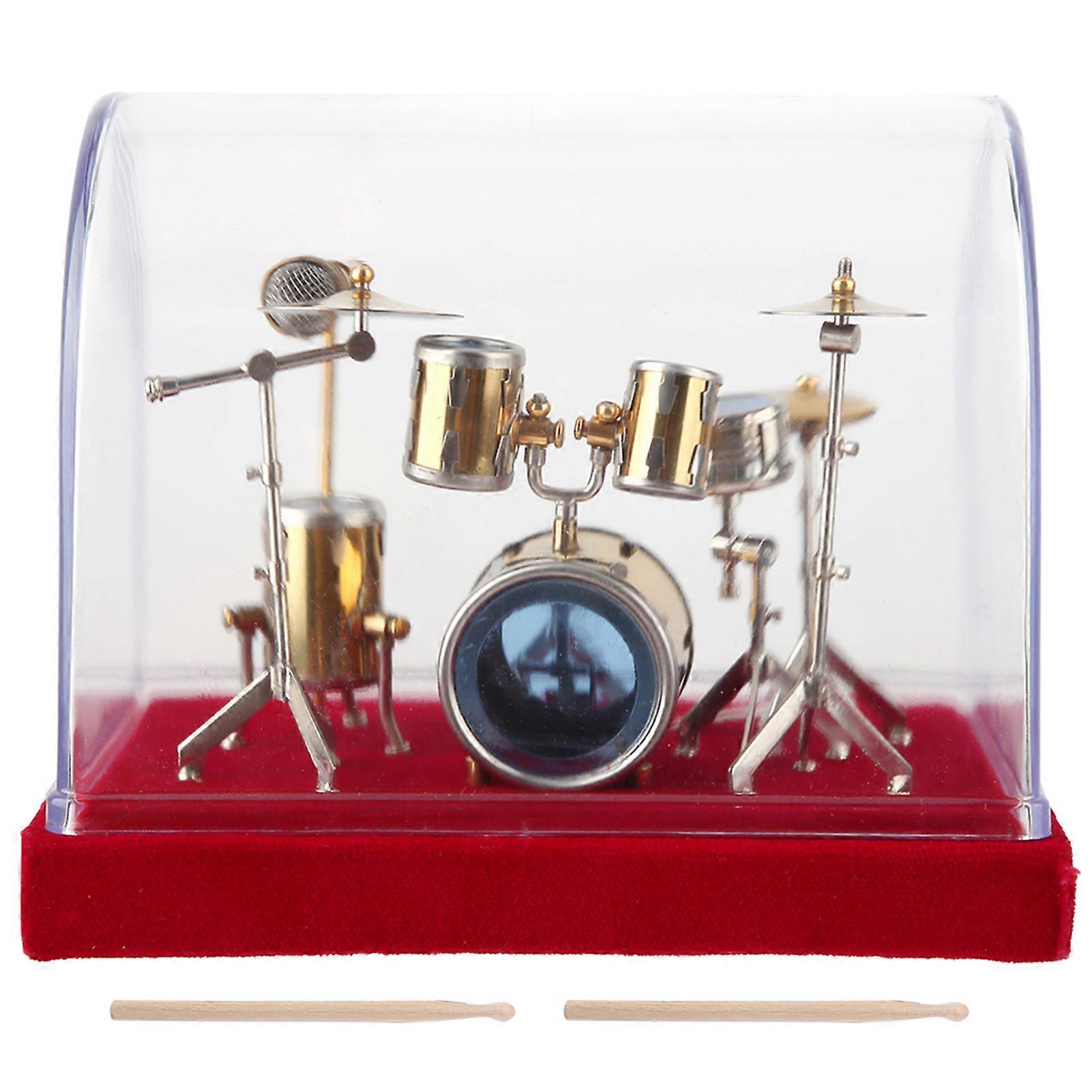 Miniature Musical Instrument Drum Set Model Display Mini Ornaments Craft Home Decor (14cm)
