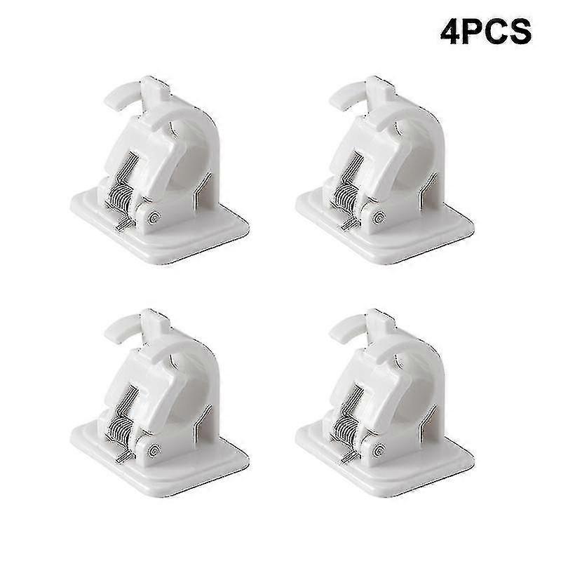 4pcs Nail-free Adjustable Rod Bracket Holders Self-adhesive Wall Mount Curtain Pole Wall