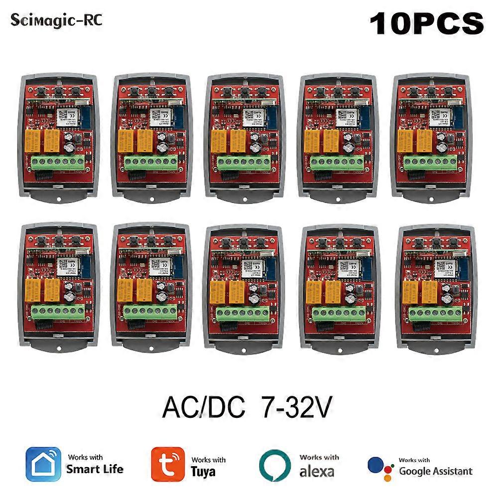 10PCS Tuya Garagentor-Fernbedienungsempfänger für 433MHz Fixed Rolling Code Opener Switch Module Alexa Voice Controller