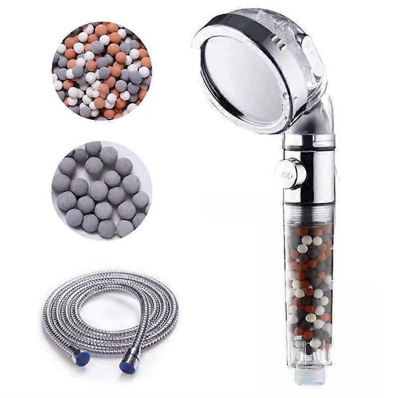Household shower head with 1.5m hose and filter stone, three-stage filtration