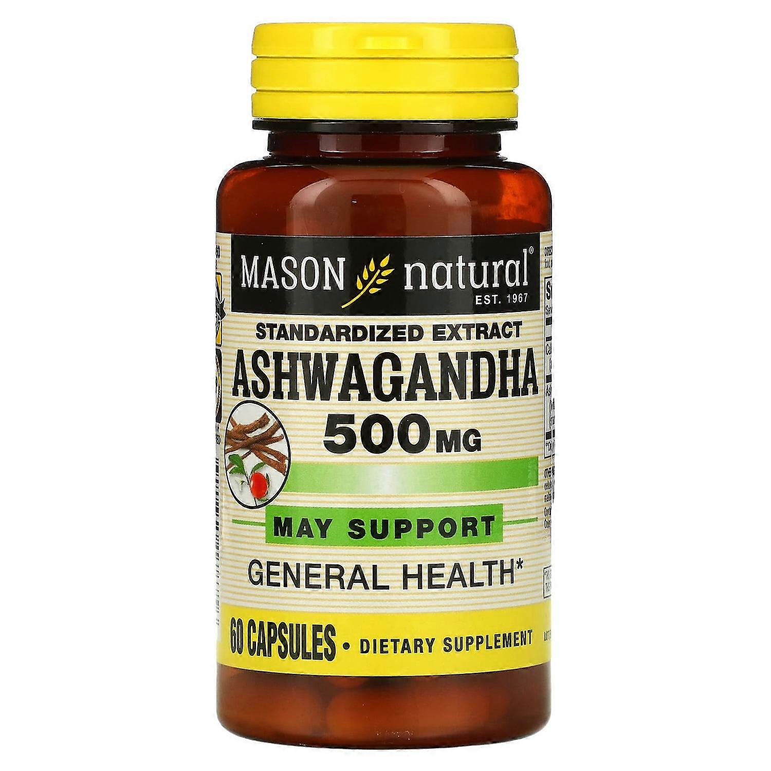 Mason Natural, Standardized Extract Ashwagandha, 500 mg, 60 Capsules