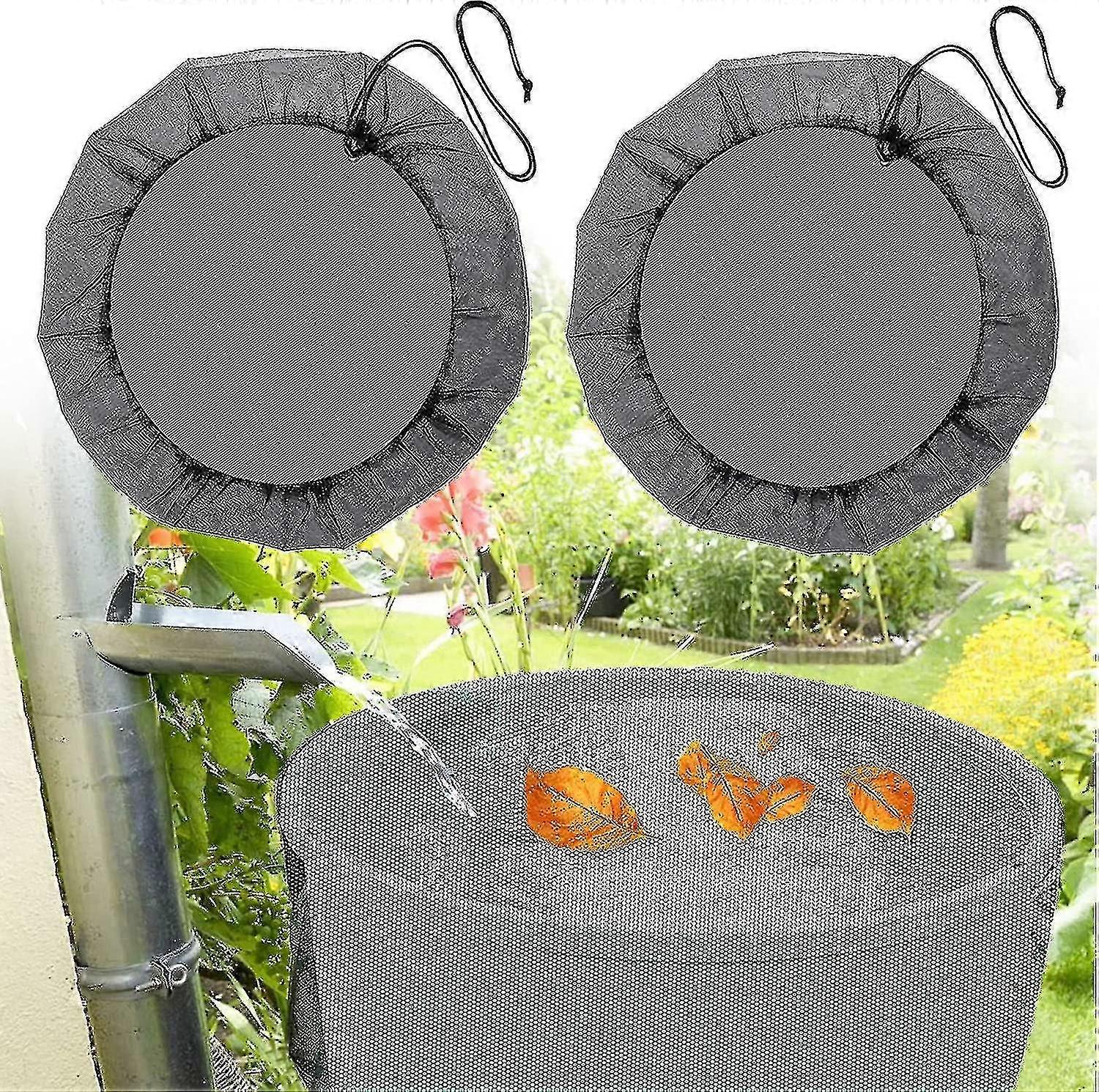 2 Pcs Net For Rain Barrel, 95 Cm Rain Barrel Cover With Drawstring, Adjustable Protection Net, Protection Against Leaves, Mosquitoes