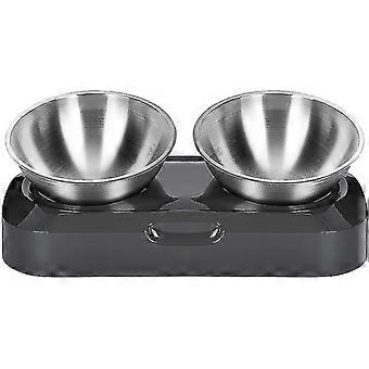 Pet Cat Food Bowls, rustfritt stål forhøyet stativ 15 skrå hevet