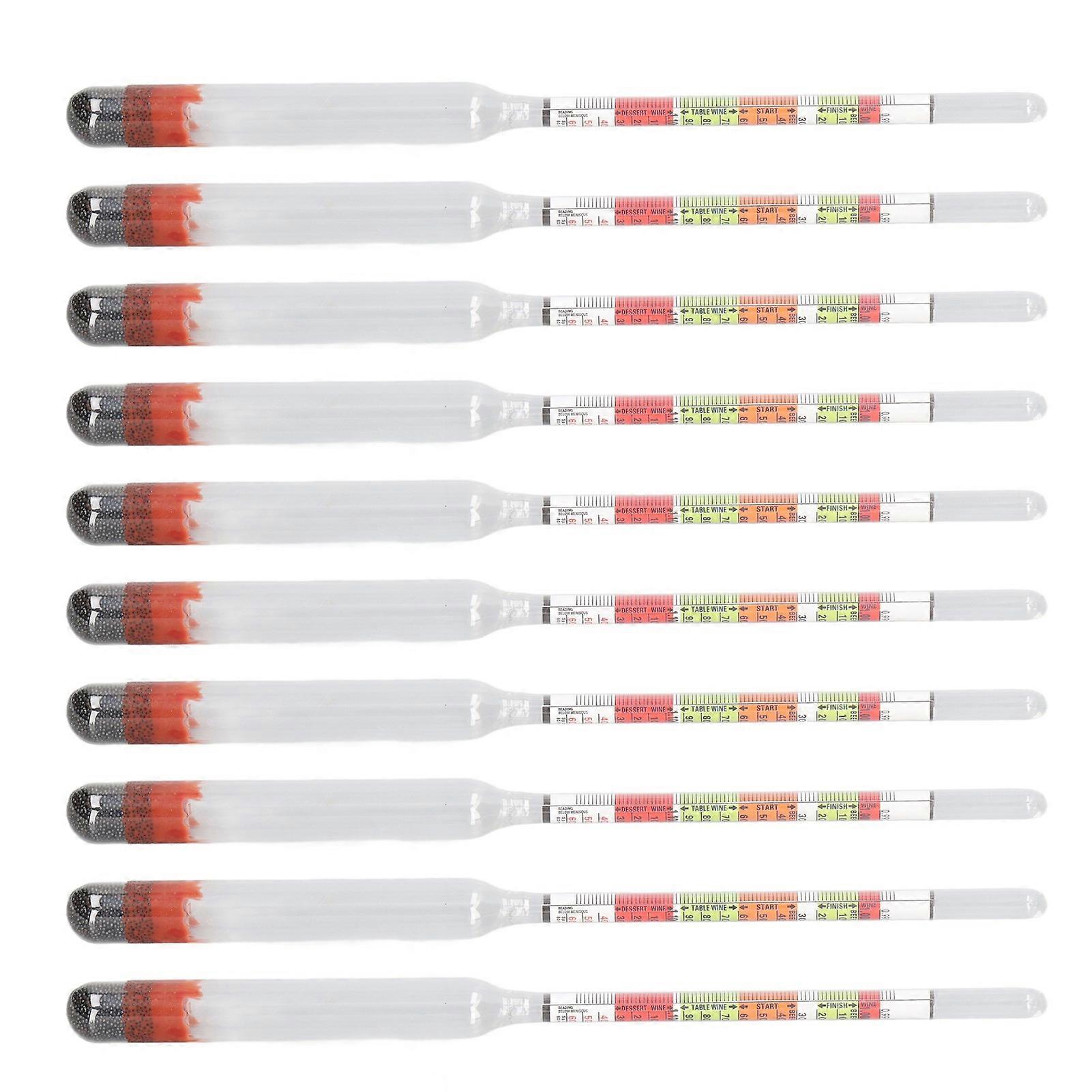 10Pcs Hydrometer Glass Triple Scale Beer Tester Wine Meter Measuring Tool Set Kit for Home