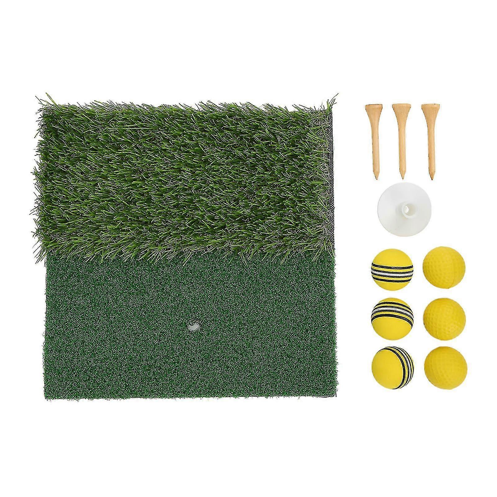 Practice Golf Hitting Mat - Dual Grass Training Pad for Launch Zone and Skill Improvement