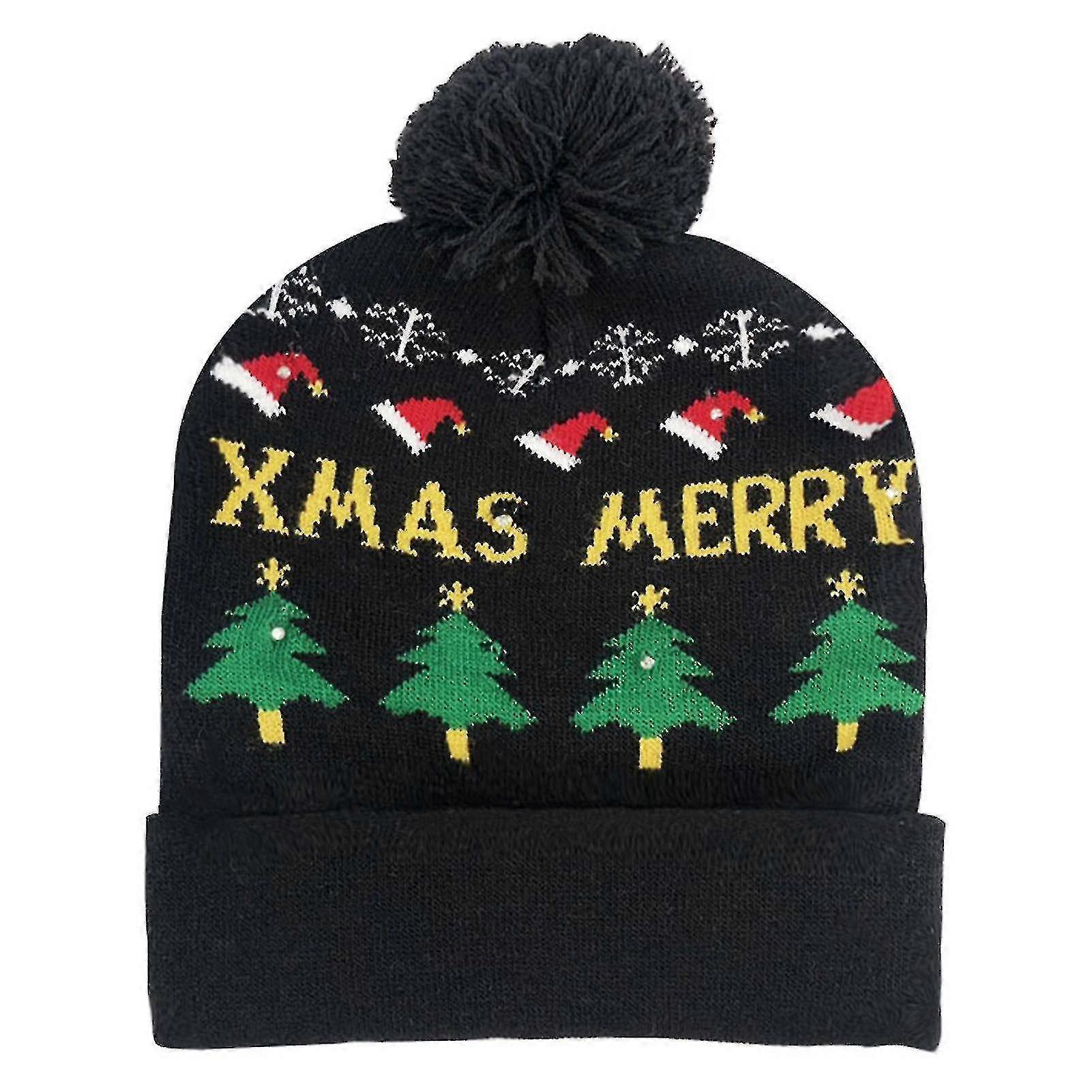 أدى عيد الميلاد محبوك قبعة الحفاظ على الدفء أدى ضوء كاب هدايا مثالية للبالغين الأطفال امرأة رجل في فصل الشتاء