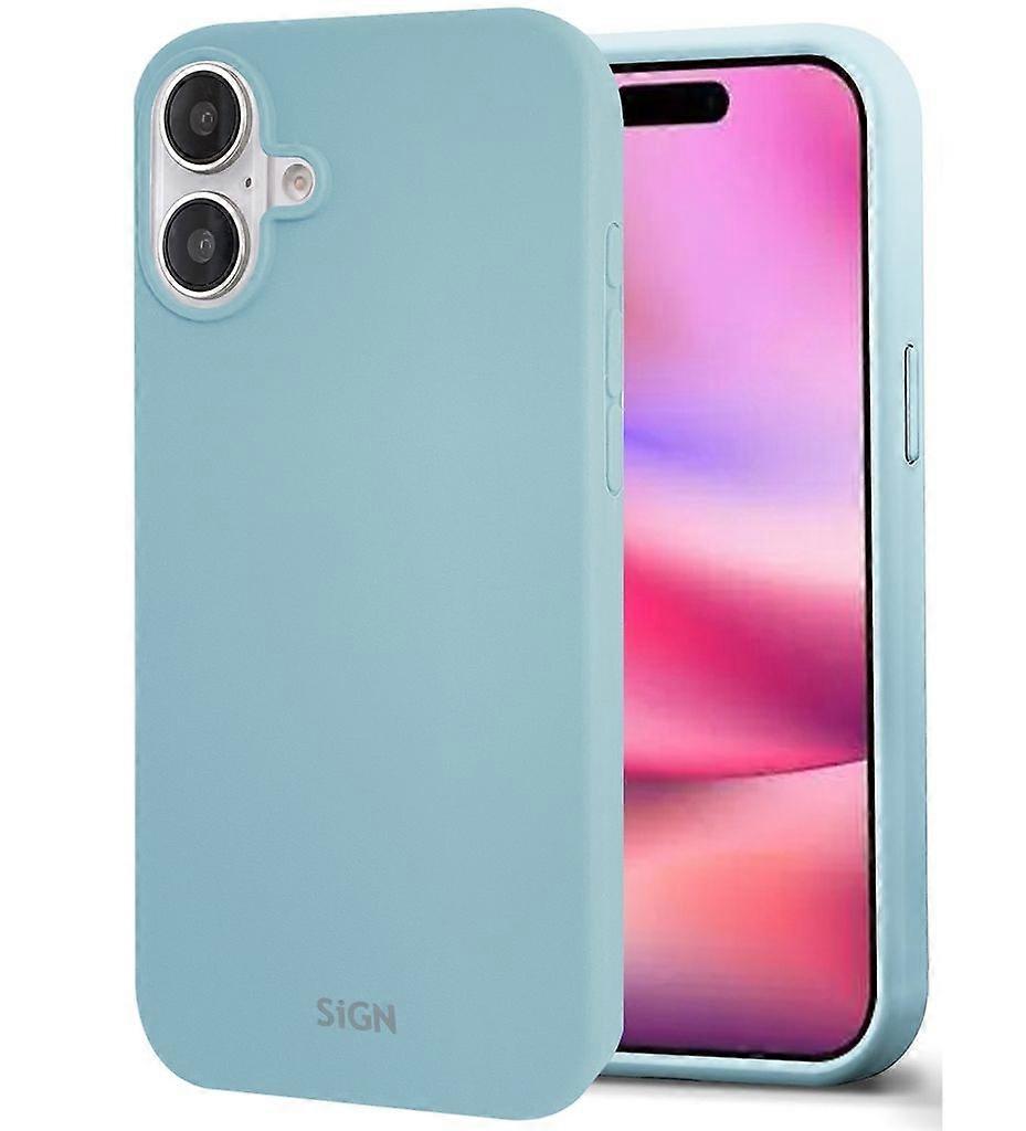 Funda de silicona líquida para iPhone 16 - Azul claro
