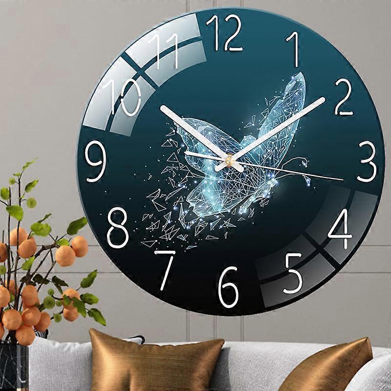 12 inch/30cm Butterfly frameless tempered glass mirror wall clock