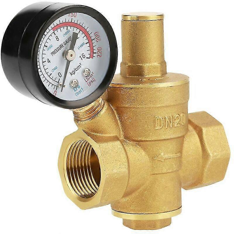 Dn25 Rgulateur Reducteur De Pression D'eau Rglable, Vanne De Rduction De Pression D'eau En Laiton + Manomtre Jauge De Pression D'eau (dn25)