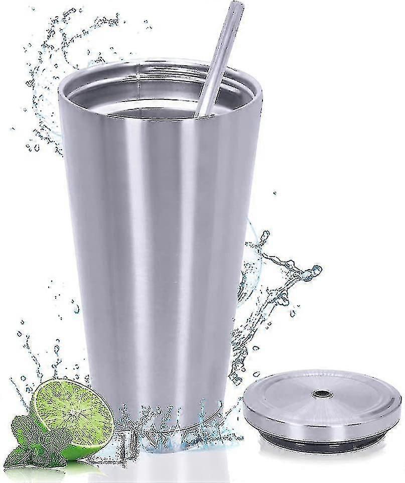 600ml/20oz ανοξείδωτη κούπα ταξιδιού με το άχυρο και το leakproof καπάκι, μονωμένη κενή φιάλη ταξιδιού, κενό μονωμένο φλυτζάνι καφέ για το κρύο πάγου ή το θερμό Δρ