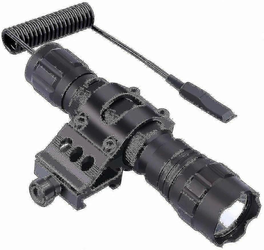 Tactical Led Flashlight, 1 Flashlight Mode, With Push Button Switch And 45 Mounting Rail, Side Offse