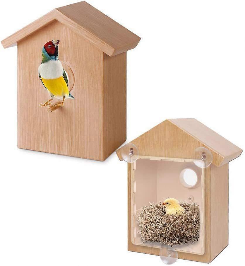 Wild Bird Watching Nesting Box Set Birdhouse Kit With Spy Window And One Way