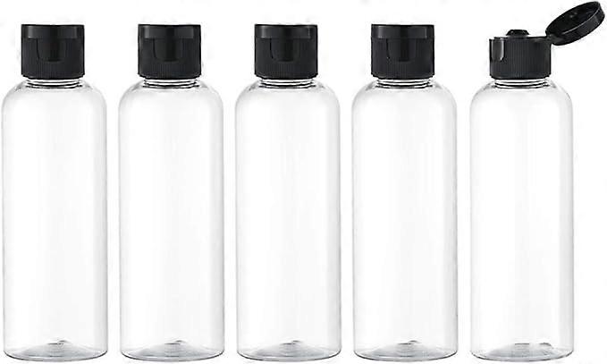 3.4Oz Travel Bottles with Flip Cap (5 Pcs) Empty Transparent Dispenser Container for Travel Size Cosmetics (100ml, Clear)12.4*3.9CM