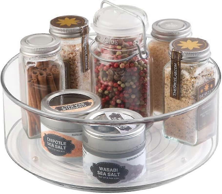 Kitchen Shelf - Practical Spices Shelf For Kitchen Cupboard - Plastic Rotary Doorstep With Extra, Transparent Edge