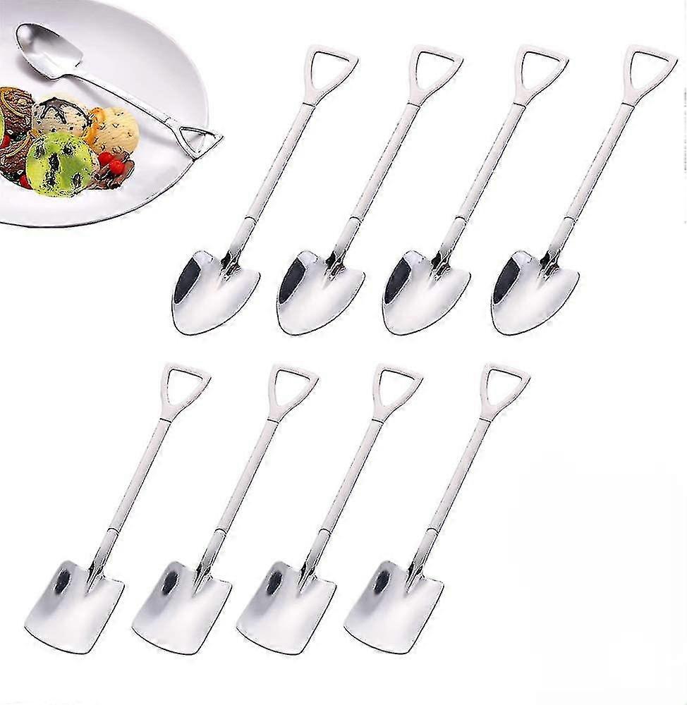 8pcs Stainless Steel Coffee Stirring Spoon Creative Spade Spoon