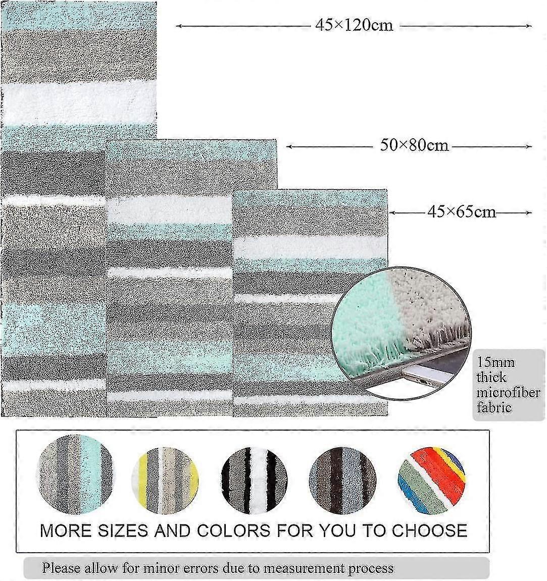 Absorbent Non-slip Bath Mat Microfiber Bathroom Shower Mat (45x65cm,)