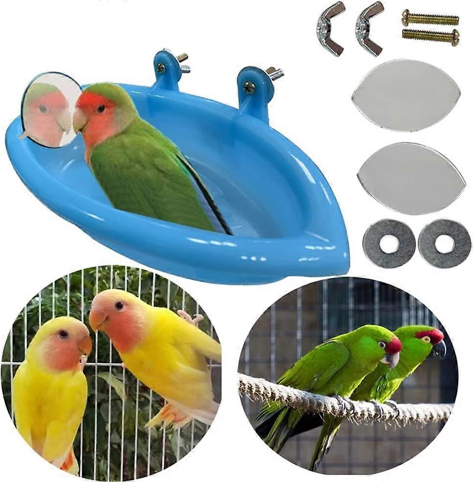 View of Indoor Bird Bathing Mygeromon Bird Bath For Cage - Small Tub Bowl For ...