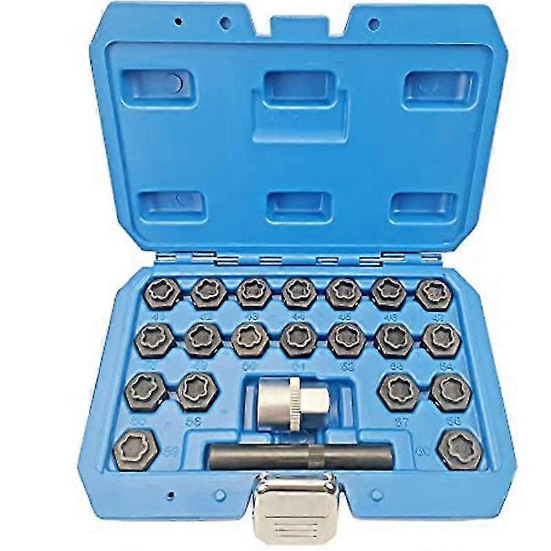 22pcs βασική εξάρτηση παξιμαδιών κλειδώματος ροδών, σύνολο προσαρμοστών υποδοχών παξιμαδιών κλειδαριών ροδών, αντικλεπτικό εργαλείο αφαίρεσης παξιμαδιών Lug ροδών