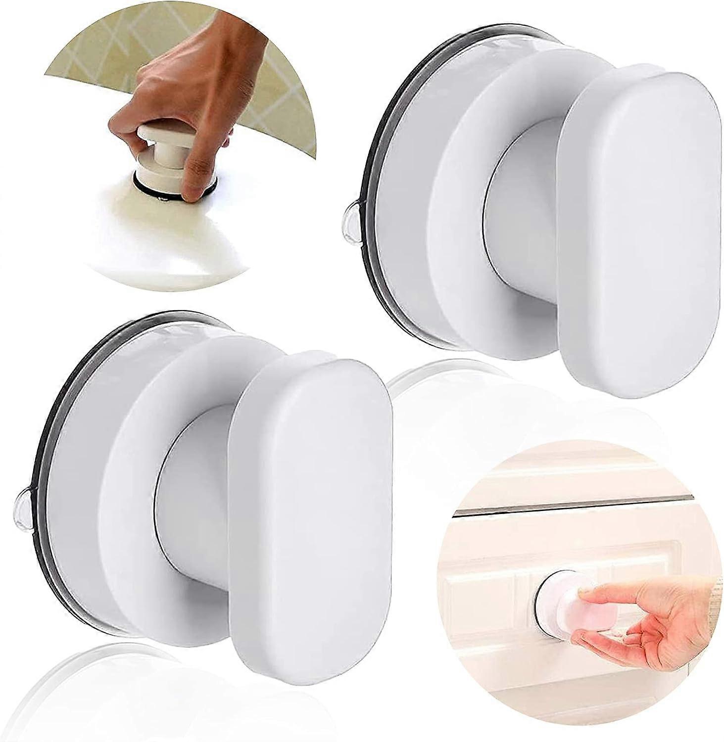 2 Pcs Suction Cup Door Handle, Suction Cup Handle for Glass Door, White