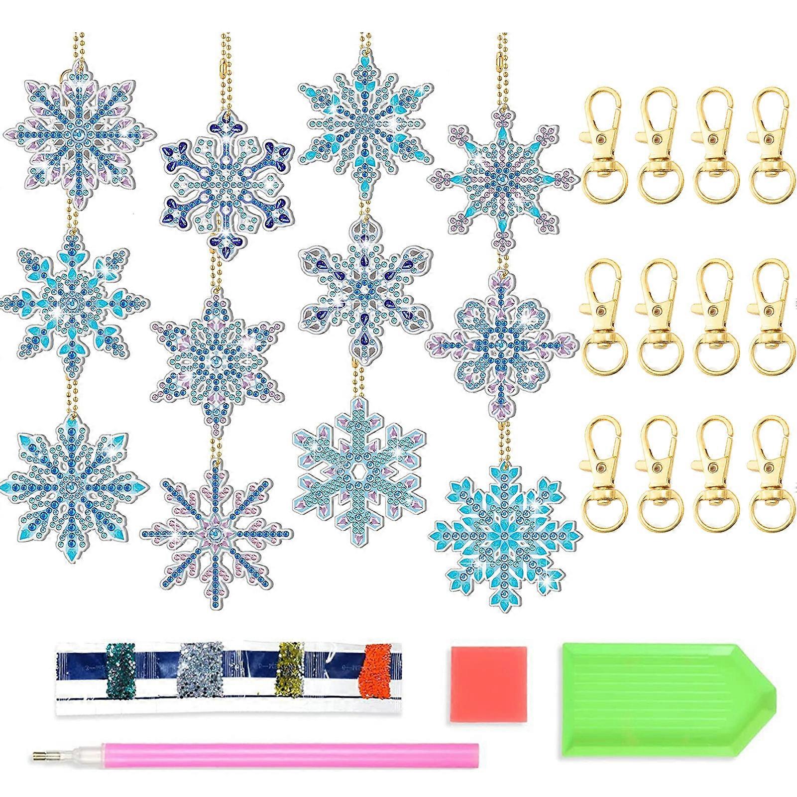 1 Set Snowflake Pendants Diamond Painting Keychain 5D Key Chains Full Drill Making Art Keychains Pendant DIY Rhinestone Accessories KAESI