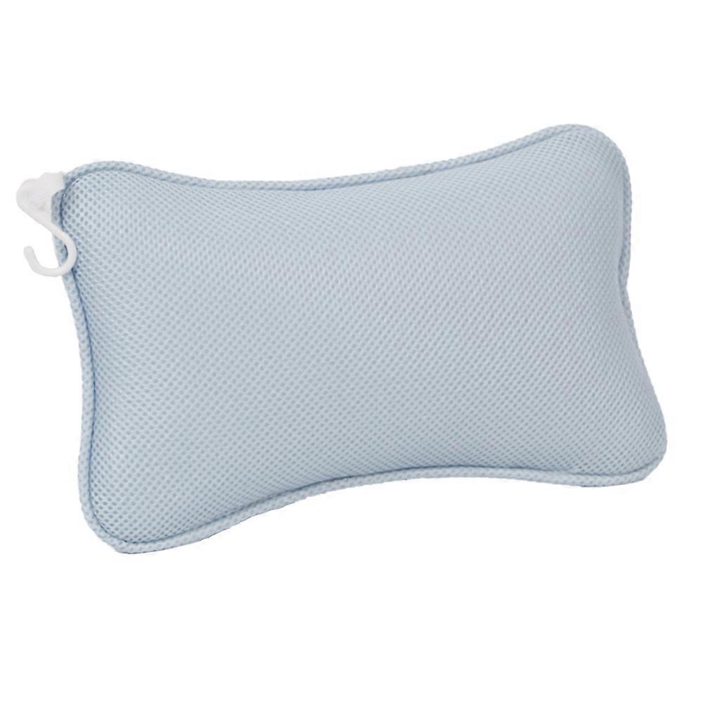 Soft Ergonomic Spa Bath Pillow  Blue Neck and Shoulder Support for Home Baths