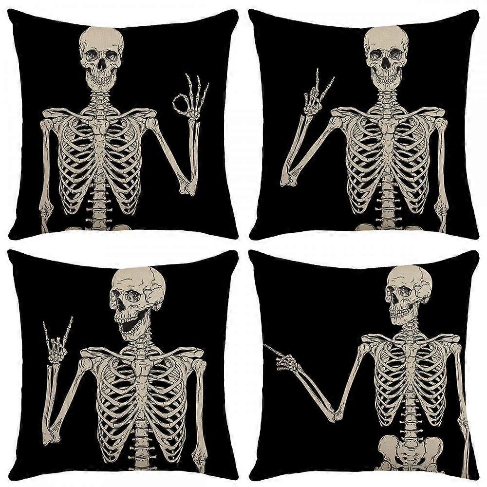 Set of 4 skull pillowcases, 45 x 45 cm