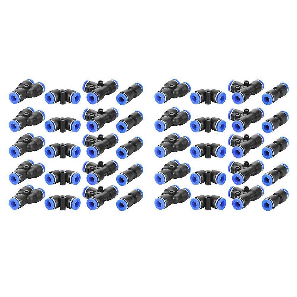 40Pcs 6mm Air Hose Pneumatic Push Connector Air Push Quick Fittings 4 Shape
