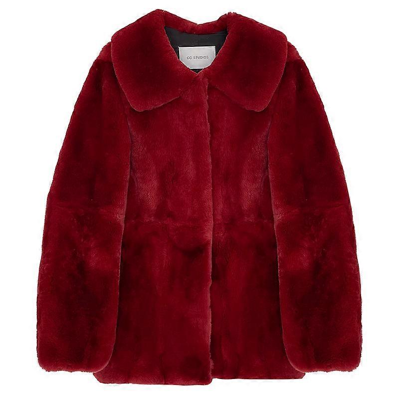 Womens Long Sleeve Winter Warm Lapel Rabbit Fur Coat Jacket Overcoat Outwear
