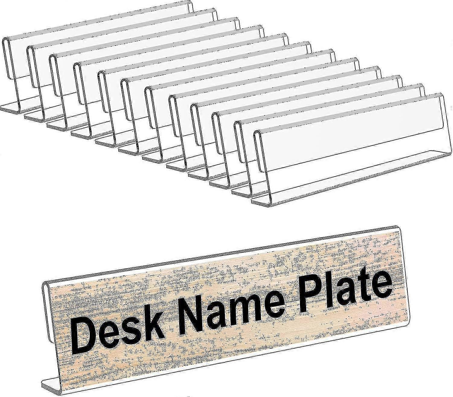 12 Pack Acrylic Desk Name Plate Holder, Office Business Desk Sign Holder Teacher Name Plate