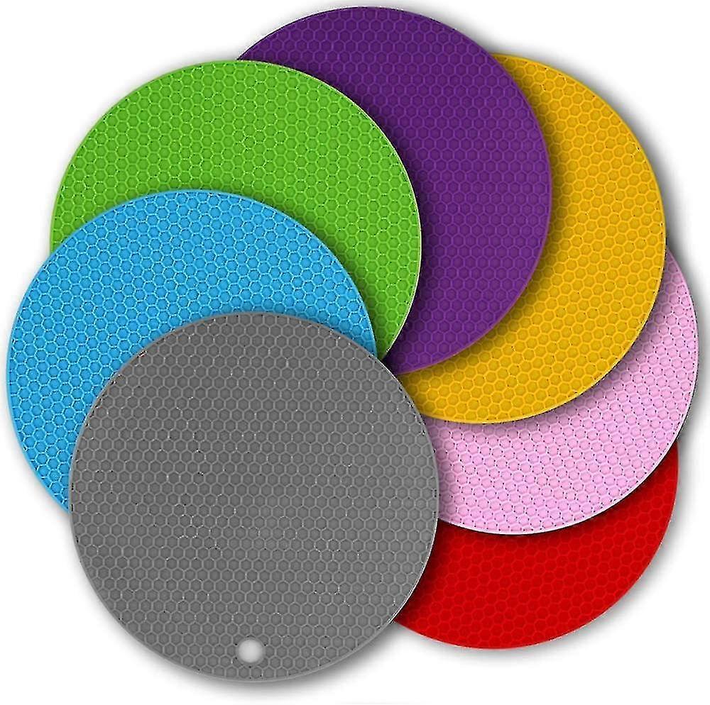 7 Pack 7 Inch Silicone Trivet, Multi-function Silicone Insulation Non-slip