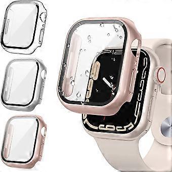 3pcs Case for Apple Watch Series 7 Full Body Screen Protector, Tempered Glass Hard PC Shockproof Protective Case Cover for Women Men Cover (41mm)
