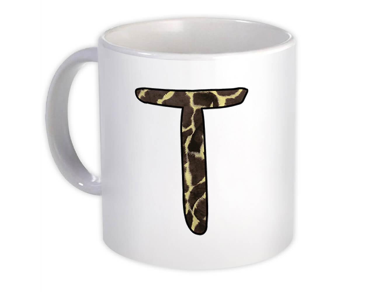 Gift Mug: Monogram Letter T Giraffe