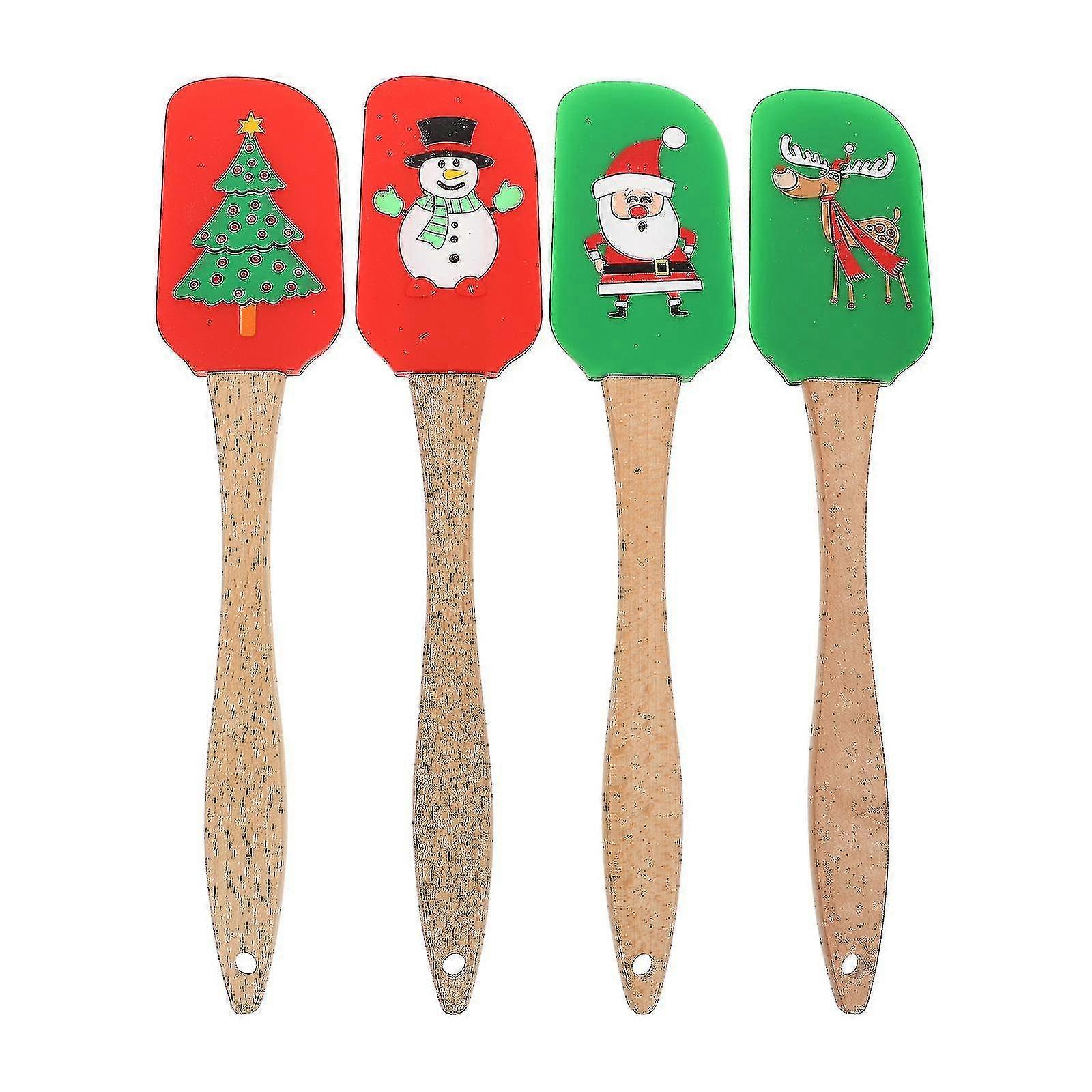 4pcs Durable Multipurpose Convenient Silicone Scrapers Christmas Butter Spreaders