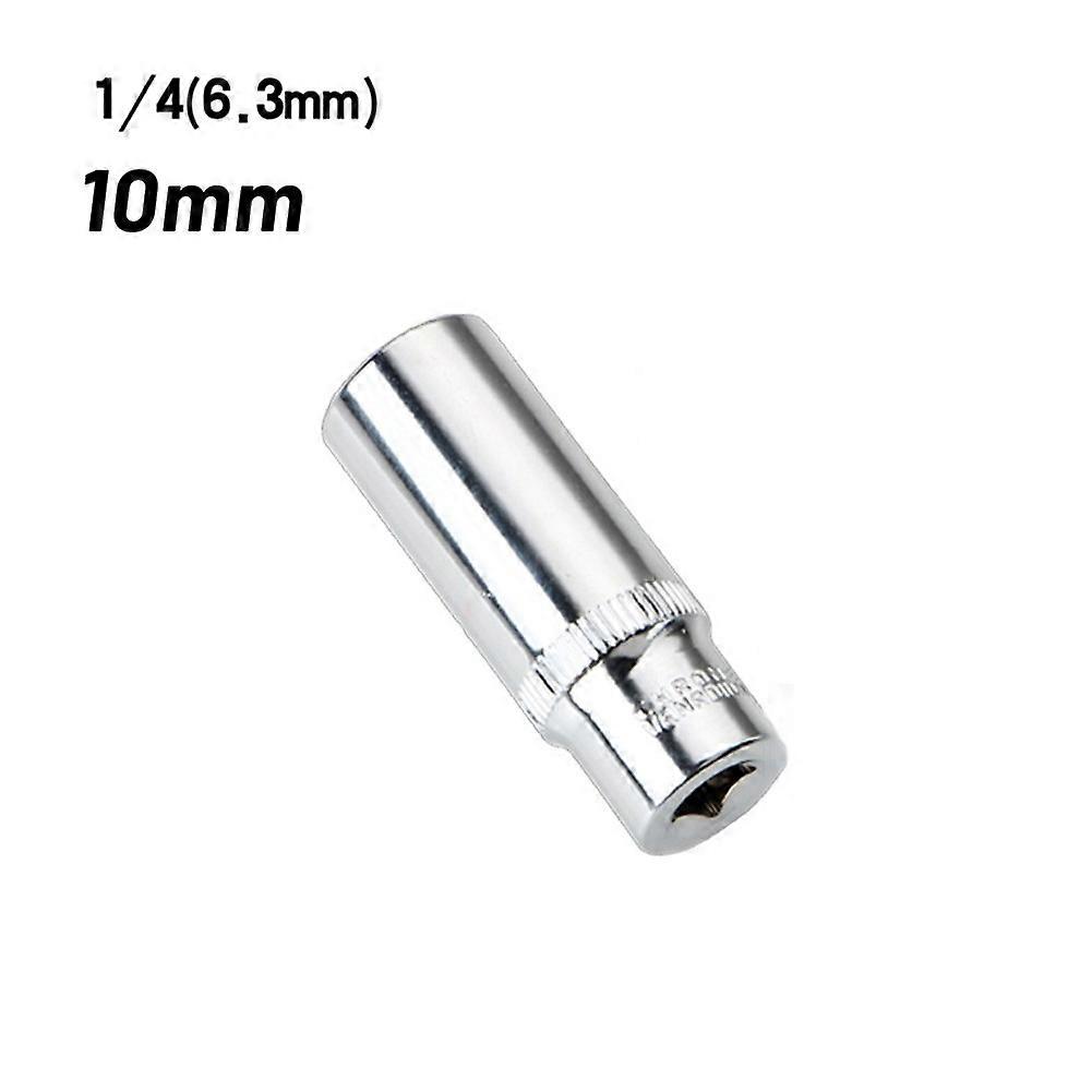 10mm Deep 6.35mm 6 Point Drive Socket Attachment Chrome Vanadium Steel