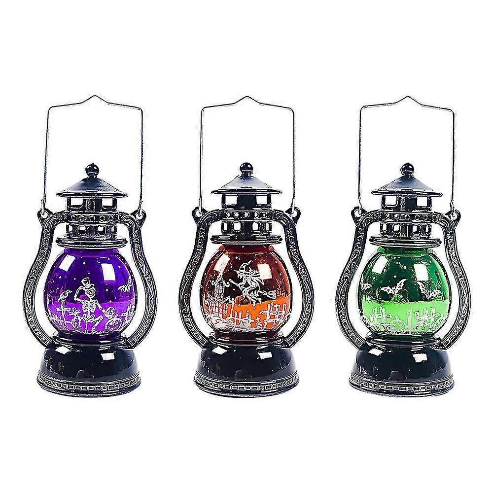 Halloween Decorations Led Lamp Flame Lantern Hanging Decor Pumpkin Castle Witch Light Haloween Party Supplies