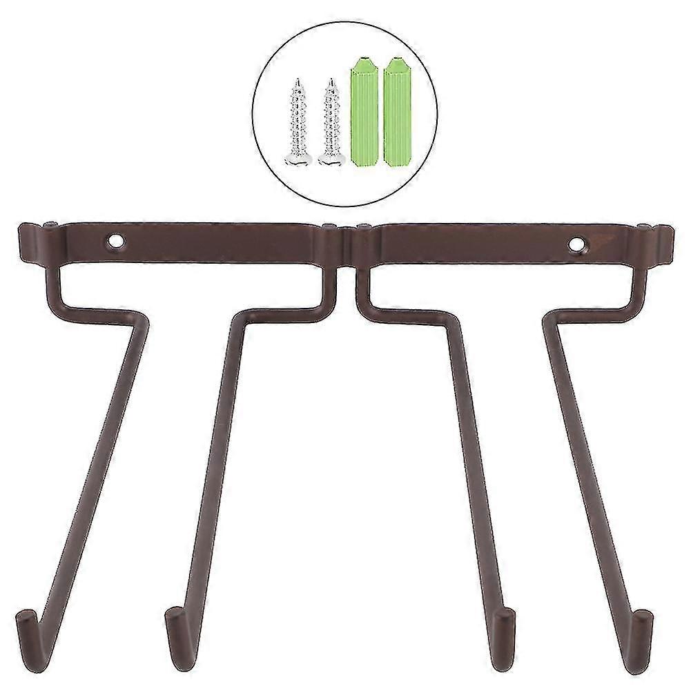 Metal Wine Cup Rack Bar - Hanging Holder for Double Stemware Glass Bottle Goblet