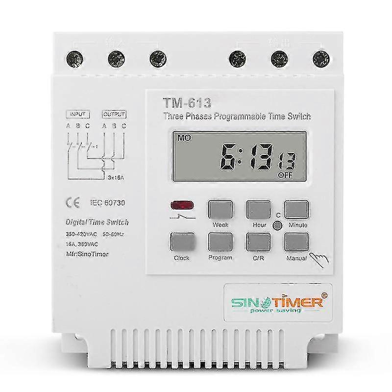 Tm-613 Programmable Time Relay 380v/50-60hz 16a Weekly Power Timer Switch Three Phase Smart Digital Clock
