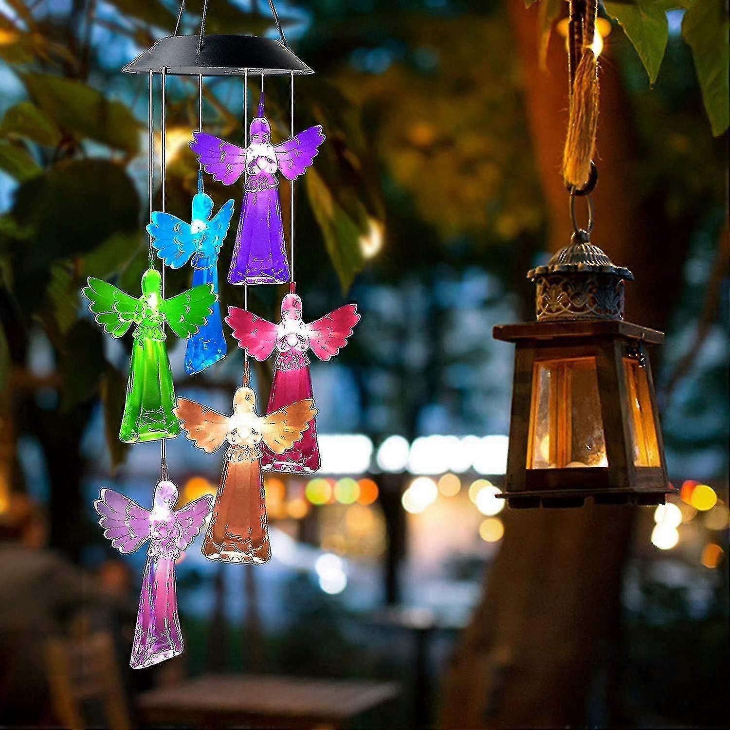Solar Powered Wind Chimes With Led Light Home Decoration