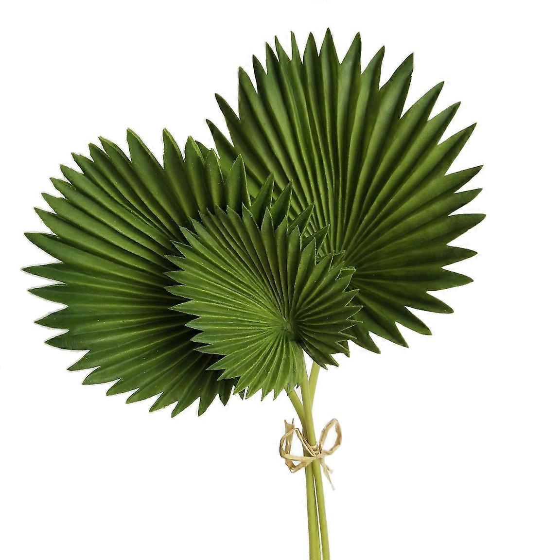 3 Pcs Artificial Palm Leaves Bunch Green Plastic Plants Simulation Leaves Flower Arrangement Home D