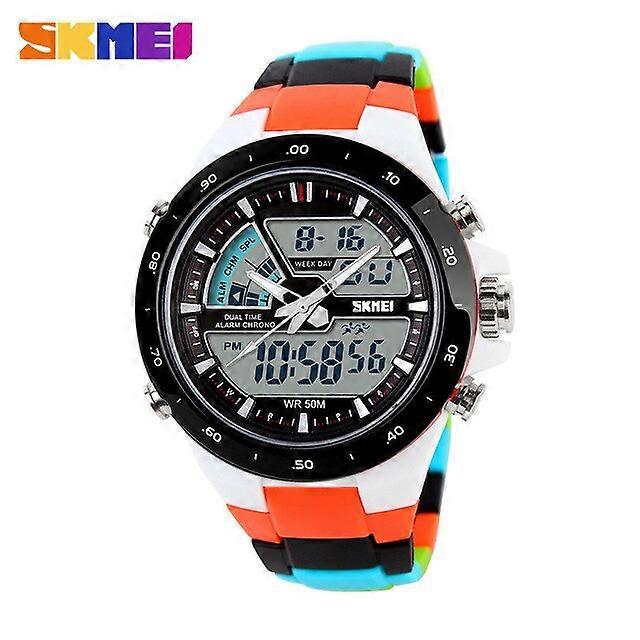 SKMEI 1016 Sport Waterproof Watch Men Quartz Digit Dual Time Stopwatch Dual Display Wristwatches Men's Clock Relogio Masculino
