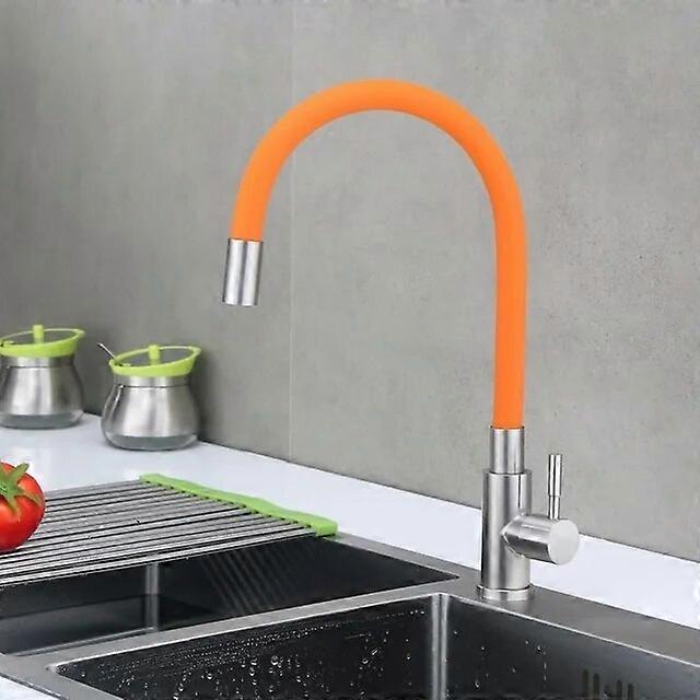 304 Stainless Steel Water Tap Universal Single Cold Faucet Colorful Rotary Bending Kitchen Washing Basin Faucet For Kitchen