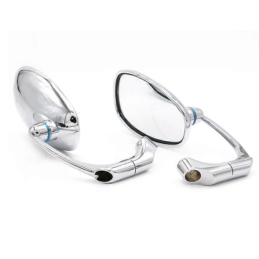 1 Sets Motorcycle silver side mirrors Rearview L-bar Retro Oval Rearview For GN/ CG Cafe Racer Custom