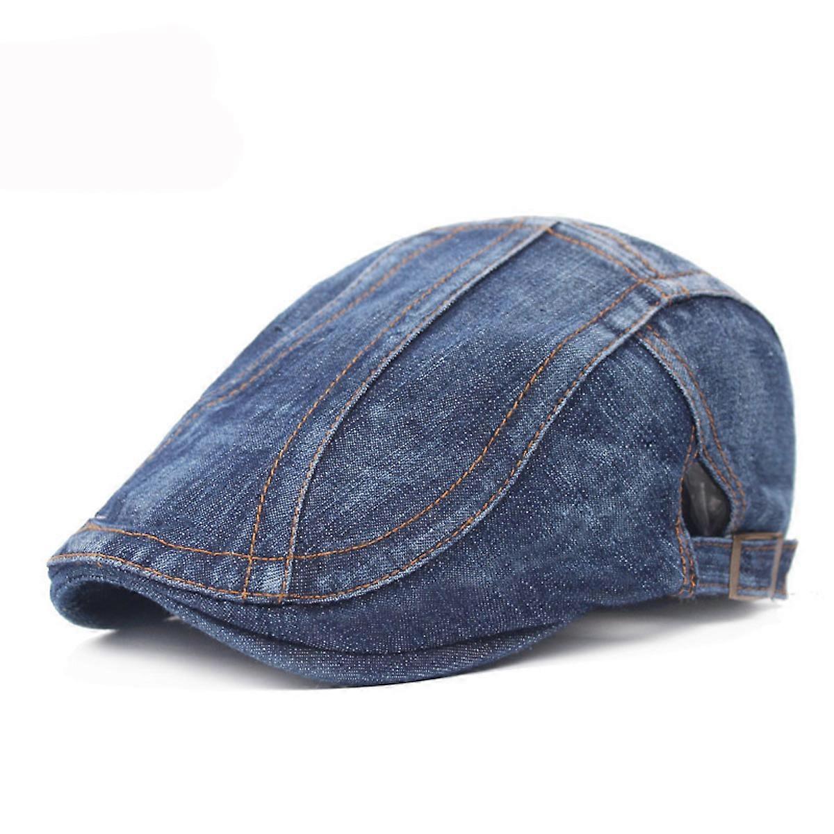 Flat Cap for Men,Denim Beret Cap Hat Newsboy Driving Cap