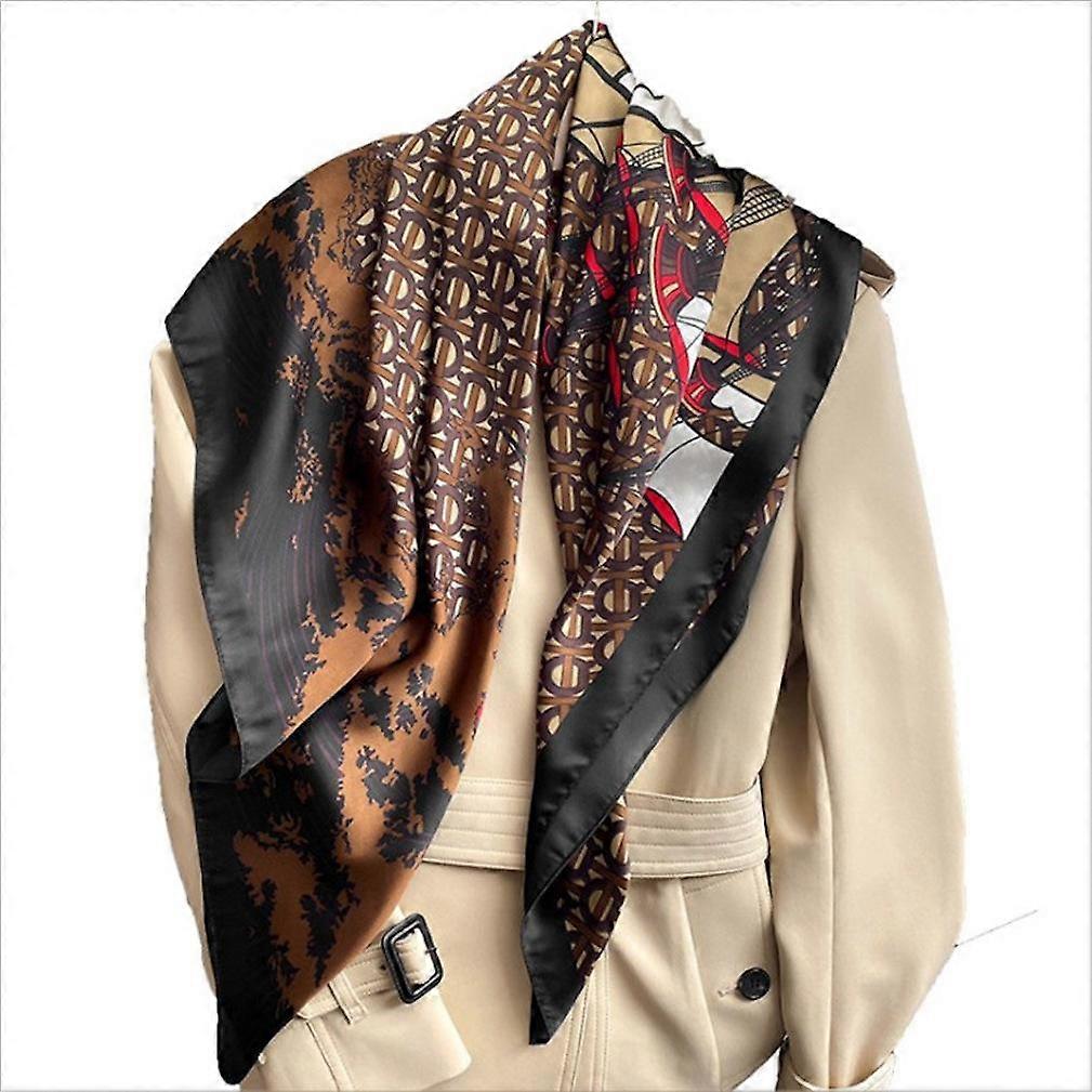 90cm Large Kerchief Silky Scarf Sun Proof Beach Shawl Suit Accessories for Lady