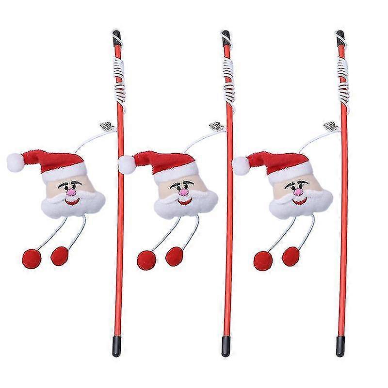 3 قطع عيد الميلاد تحت عنوان القط ندف مضحك القط التفاعلية اللعب الحيوانات الأليفة القط تدريب العصا (سانتا كلوز) -9