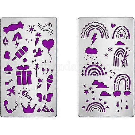 2Pcs 2 Style 304 Stainless Steel Cutting Dies Stencils for DIY Scrapbooking Decorative Embossing Matte Platinum Color Mixed Patterns 17.7x10.1cm 1pc/s